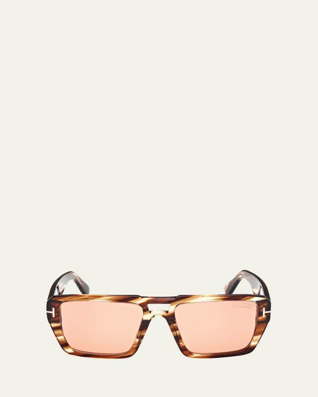 Redford Patterned Acetate Aviator Sunglasses